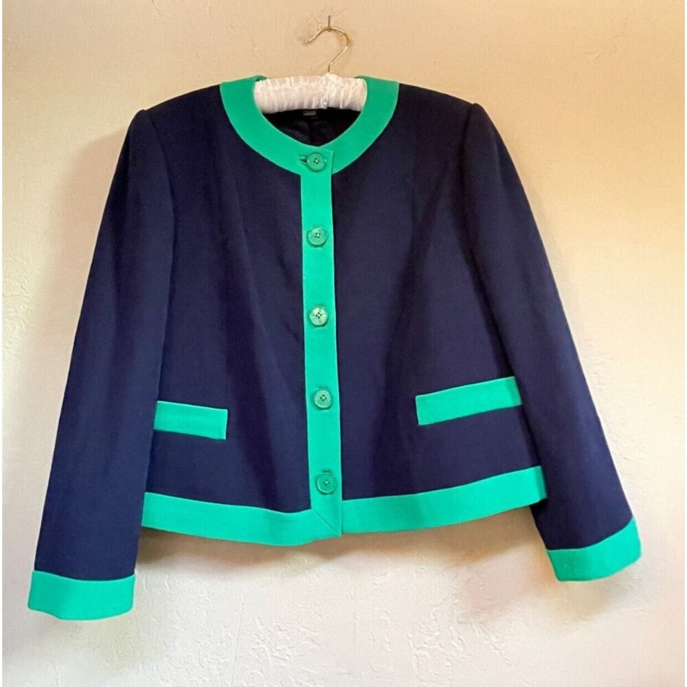 Ralph Lauren Black Label Womens Wool Blend Coat Blazer Jacket Blue Green